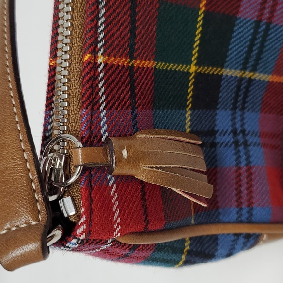 Coach Tartan Plaid Shoulder Hand Bag  No.H2J-8935 Wool Leather COACH - Picture 4 of 12
